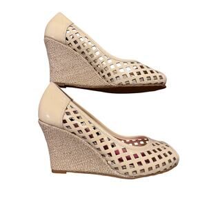 Lilly Pulitzer Resort Chic Basketweave Patent Leather Wedge Sandal size 7.5